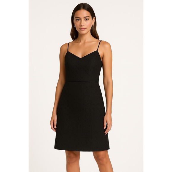Trina Turk Dresses & Skirts - Trina Turk Womens 8 Black Eyelet Cocktail Dress Spaghetti Strap Elegant